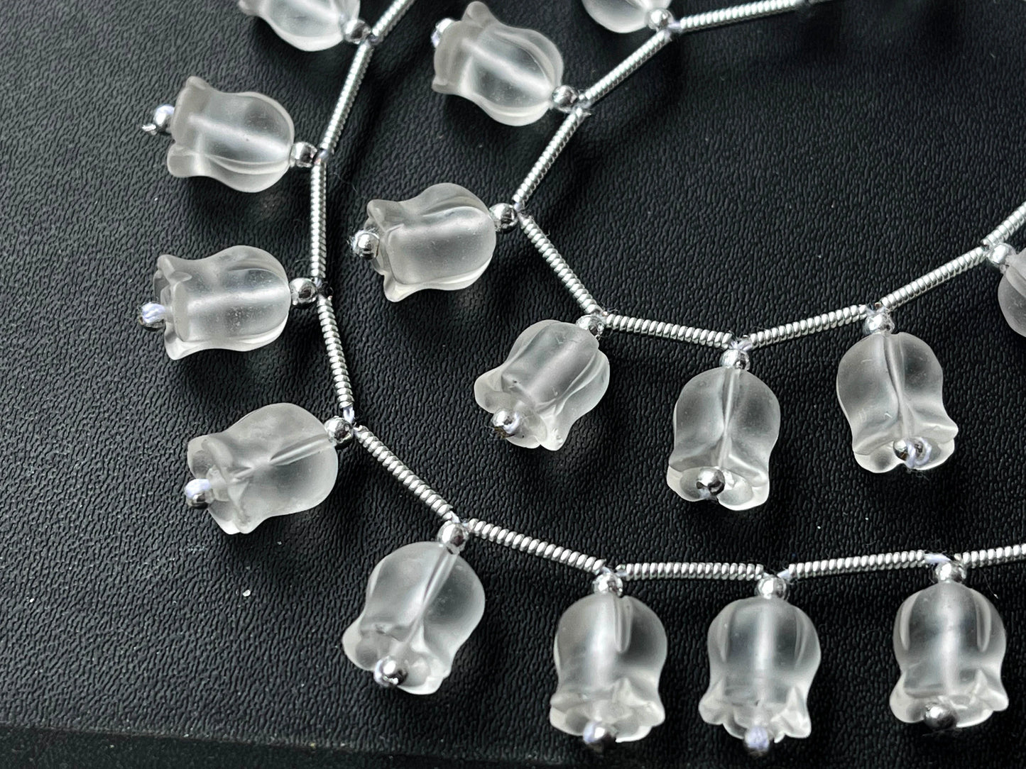 Frost Natural Crystal Quartz flower carving Lily of the valley shape beads