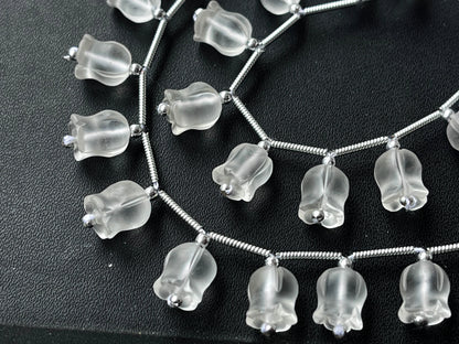 Frost Natural Crystal Quartz flower carving Lily of the valley shape beads
