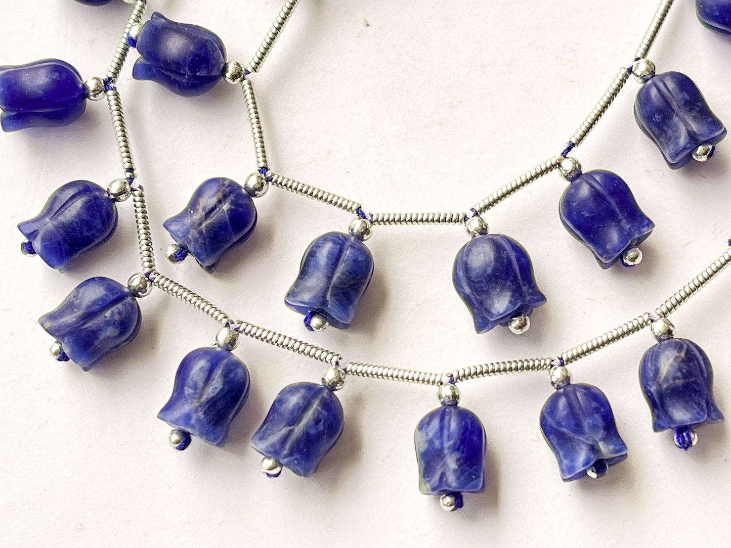 Natural Frost Sodalite flower carving Lily of the valley shape beads
