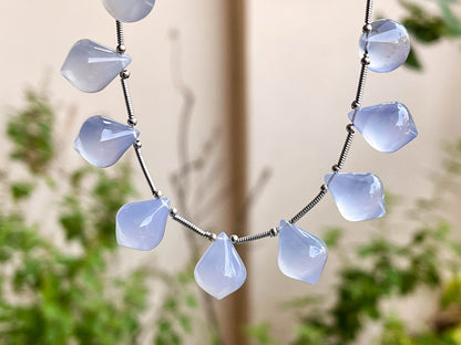 Blue Chalcedony Slanted Shape Drops