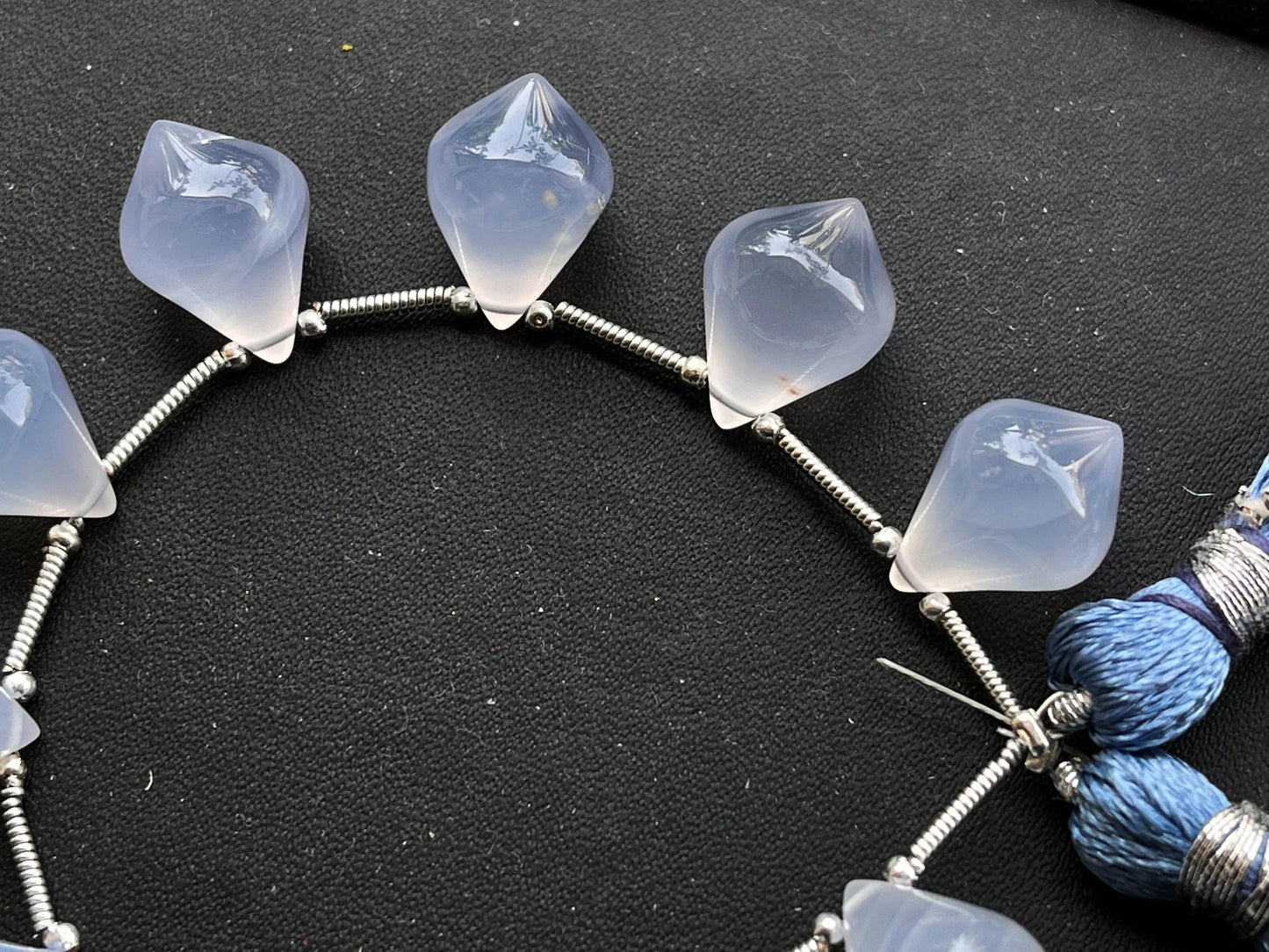 Blue Chalcedony Slanted Shape Drops