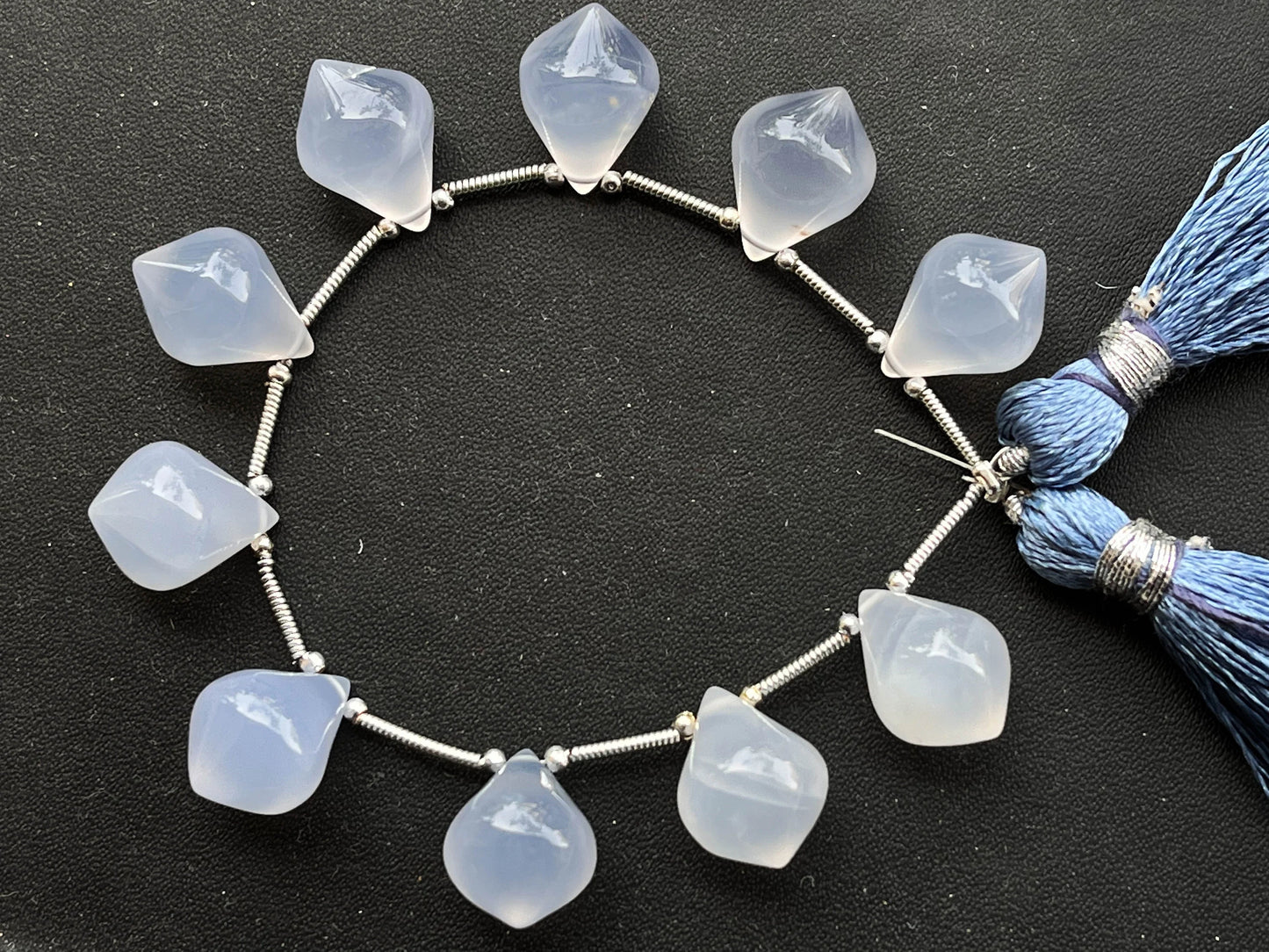 Blue Chalcedony Slanted Shape Drops