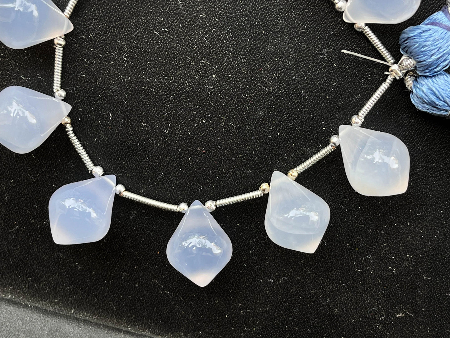 Blue Chalcedony Slanted Shape Drops