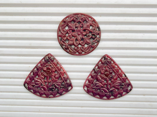 No Treatment Natural Ruby Window Carving, Natural Ruby Gemstone, Ruby Carving, Ruby carving pair, Ruby gemstone, Ruby Pair, Ruby carving