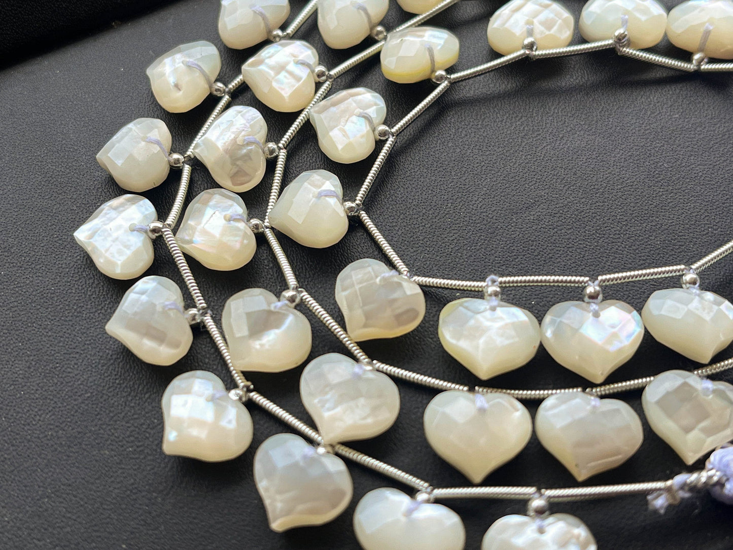 Mother of Pearl Heart Shape Faceted Beads