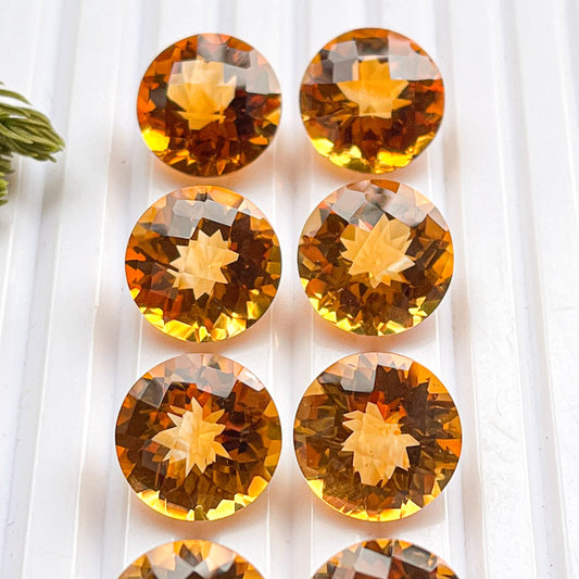 Citrine Faceted Round cut stone, Size 12x12mm