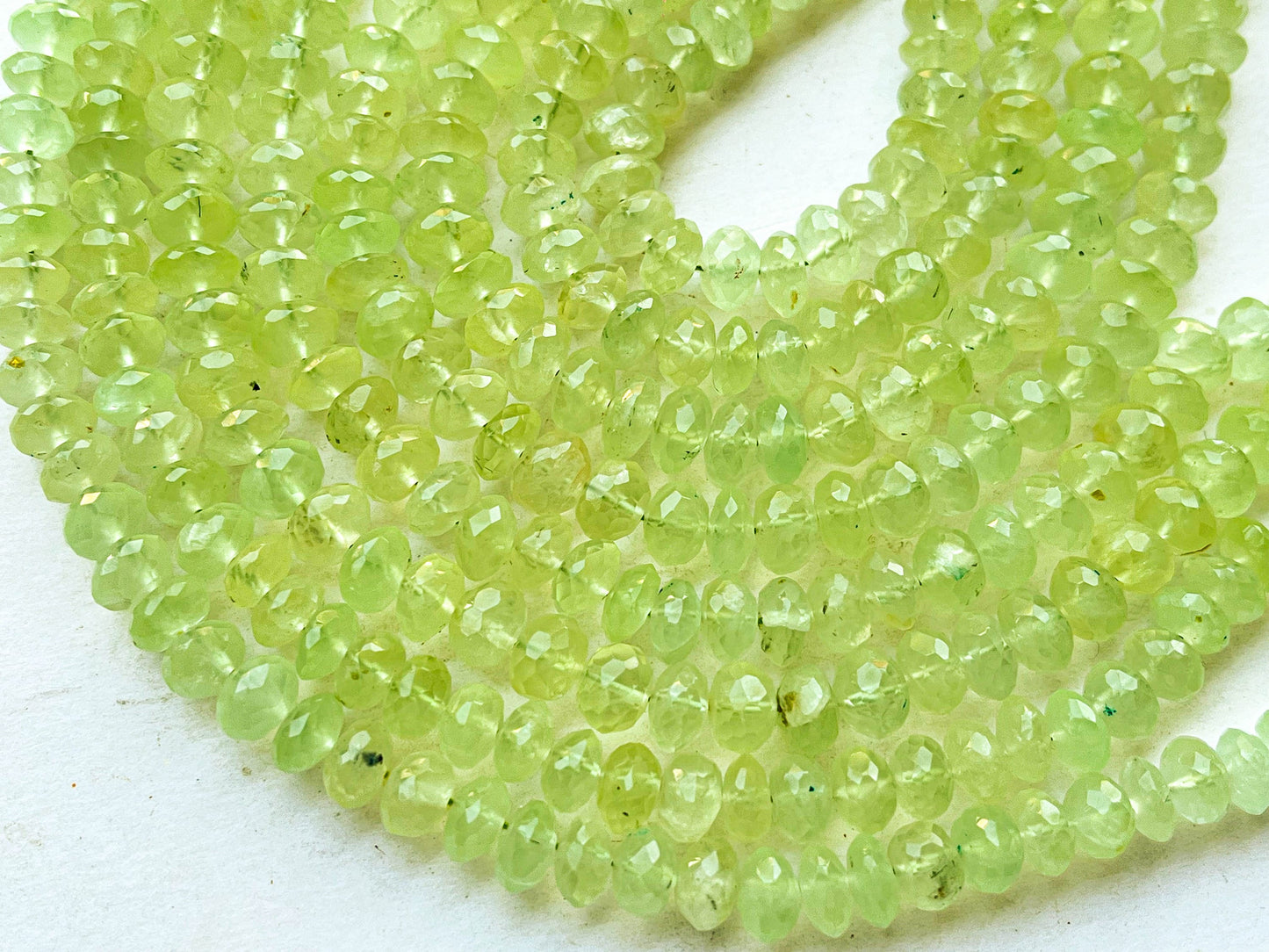 Prehnite Beads Faceted Rondelle Shape