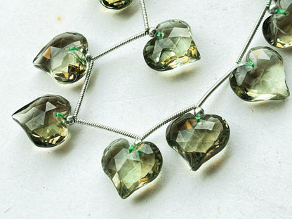 Natural Green Amethyst Beads Faceted Heart Shape