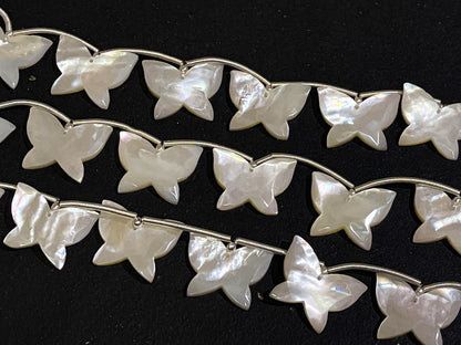 Mother of Pearl Faceted Butterfly Shape Beads, Natural Pearl, Pearl Butterfly, Pearl for Jewelry making, 16x20MM, 10 Pieces, Butterfly Beads