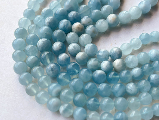 Natural Aquamarine Smooth Spherical shape beads