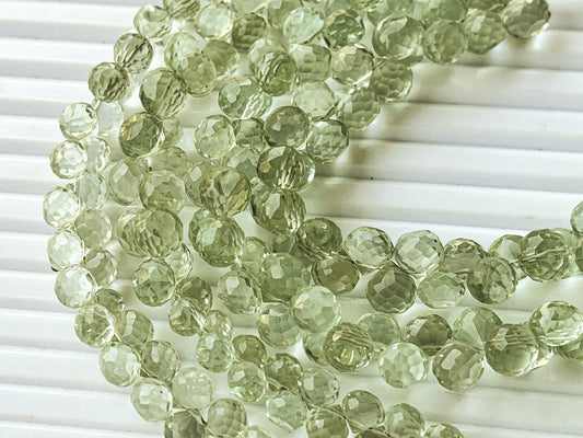 Natural Green Amethyst Micro faceted Onion shape Drops, Green Amethyst gemstone, Green Amethyst teardrops, Green Amethyst drops