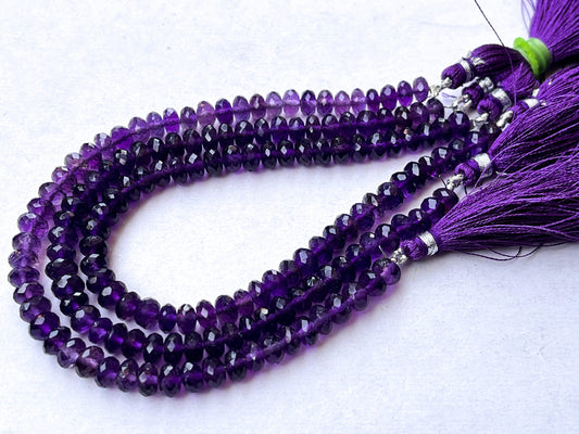 8 Inch AAA Purple Amethyst faceted Rondelle Beads, Purple Amethyst Beads, Purple Amethyst Rondelle Beads, 6.50MM, Natural Amethyst Gemstone