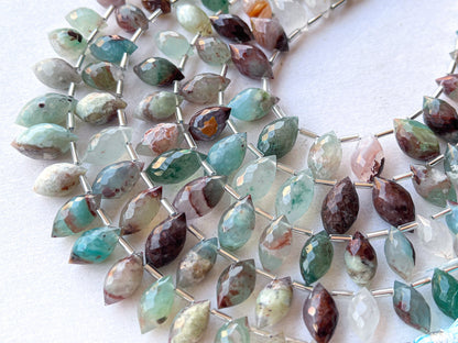 Natural Aquaplase faceted olive shape drops, Aquaplase drops, Aquaplase teardrops, Aquaplase beads for jewelry making, 22 Pieces