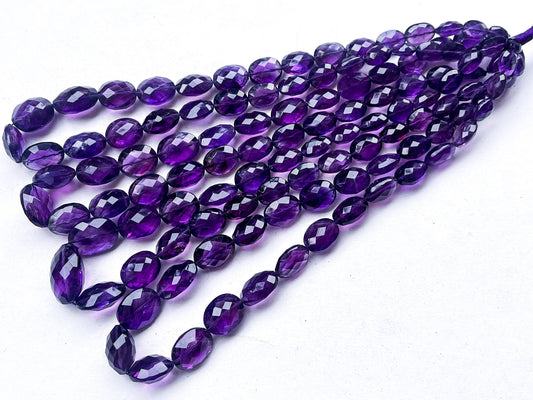 Natural Deep Purple amethyst faceted oval shape beads
