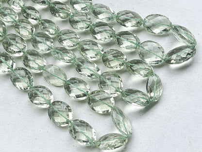 Natural Green Amethyst faceted oval shape beads