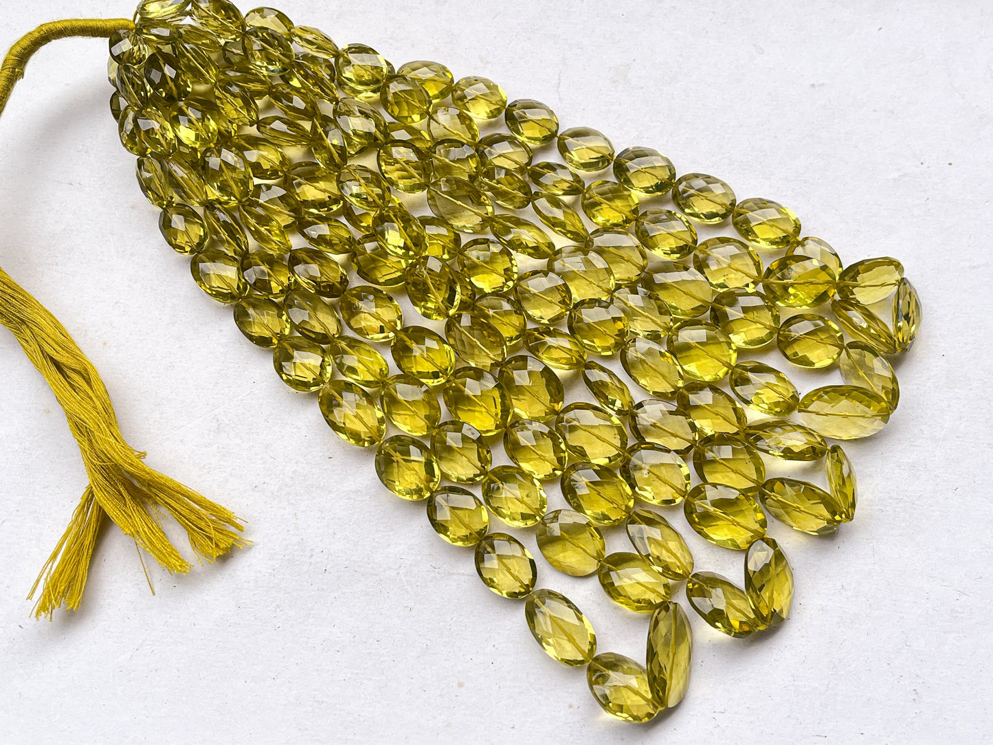 Natural Olive Quartz faceted oval shape beads