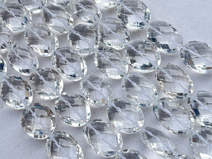 Natural Crystal faceted Oval Shape Beads