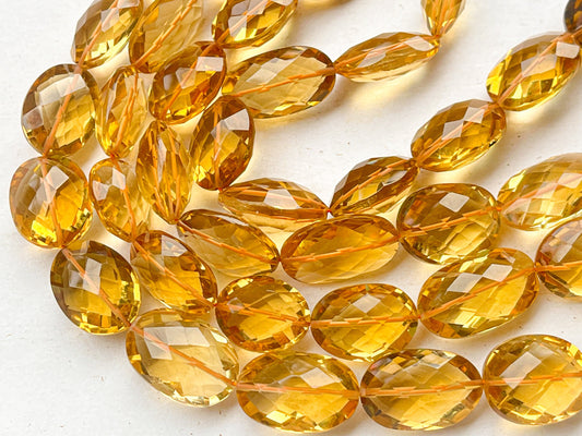 Natural Honey Quartz faceted oval shape beads