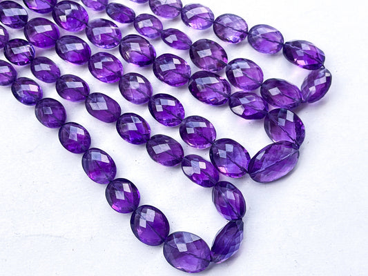 Natural Amethyst faceted oval shape beads
