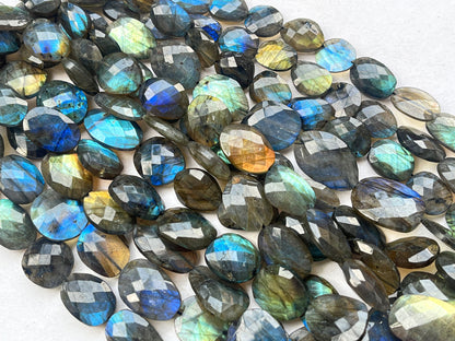 Natural Flashy Labradorite faceted oval shape beads