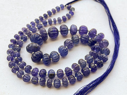 Natural Tanzanite Hand carved Melons Shape beads