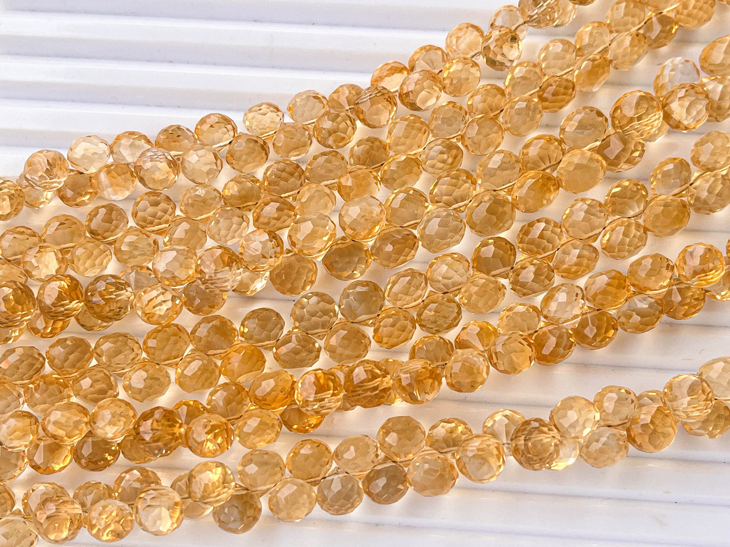 Natural Citrine Micro faceted Onion shape Drops, Citrine gemstone, Citrine teardrops, Citrine Beads, Citrine drops, 6mm to 7mm