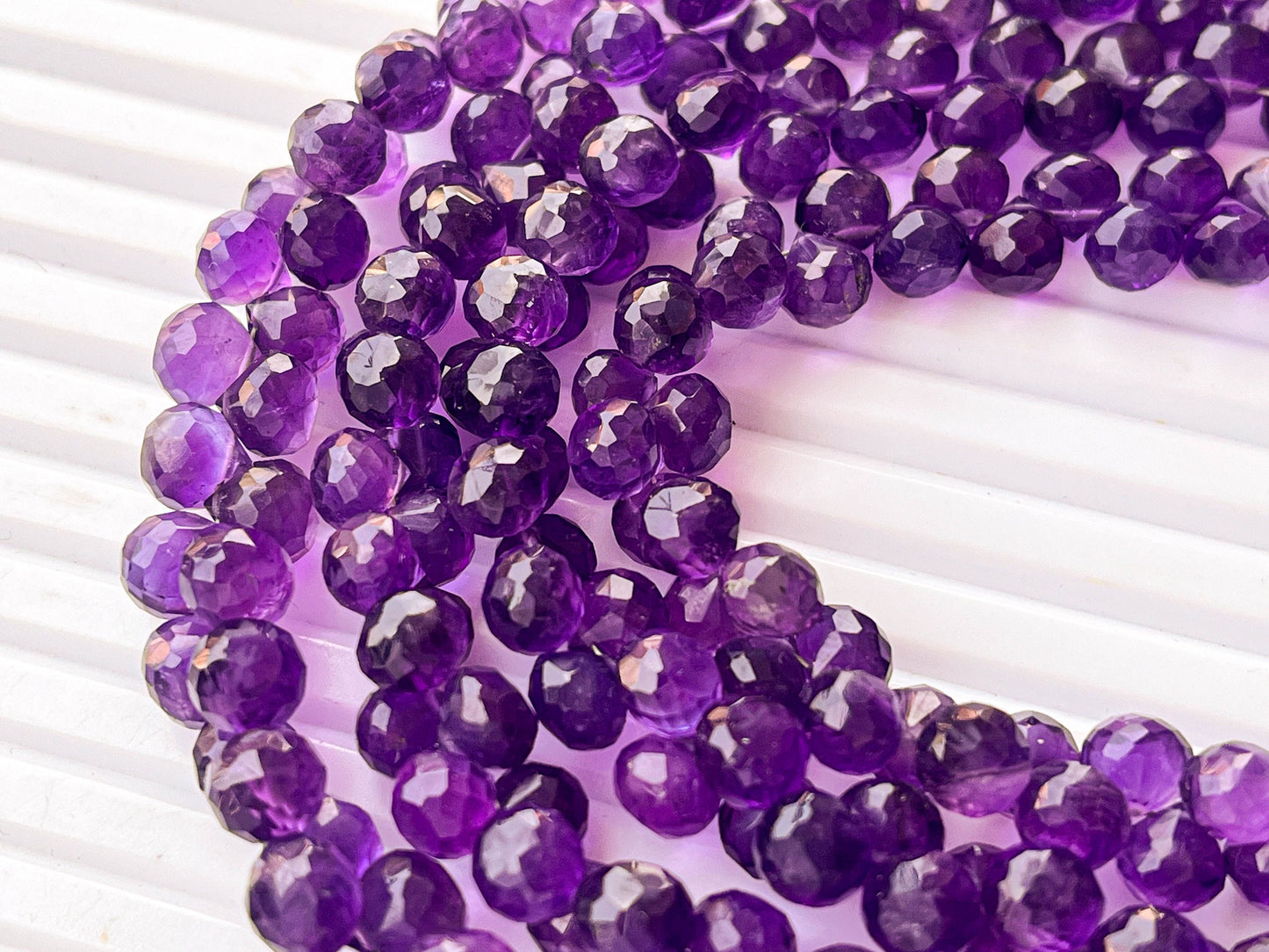 Natural Purple Amethyst Micro faceted Onion shape Drops, Amethyst gemstone, Amethyst teardrops, Amethyst Beads, Amethyst drops, 6mm to 7mm