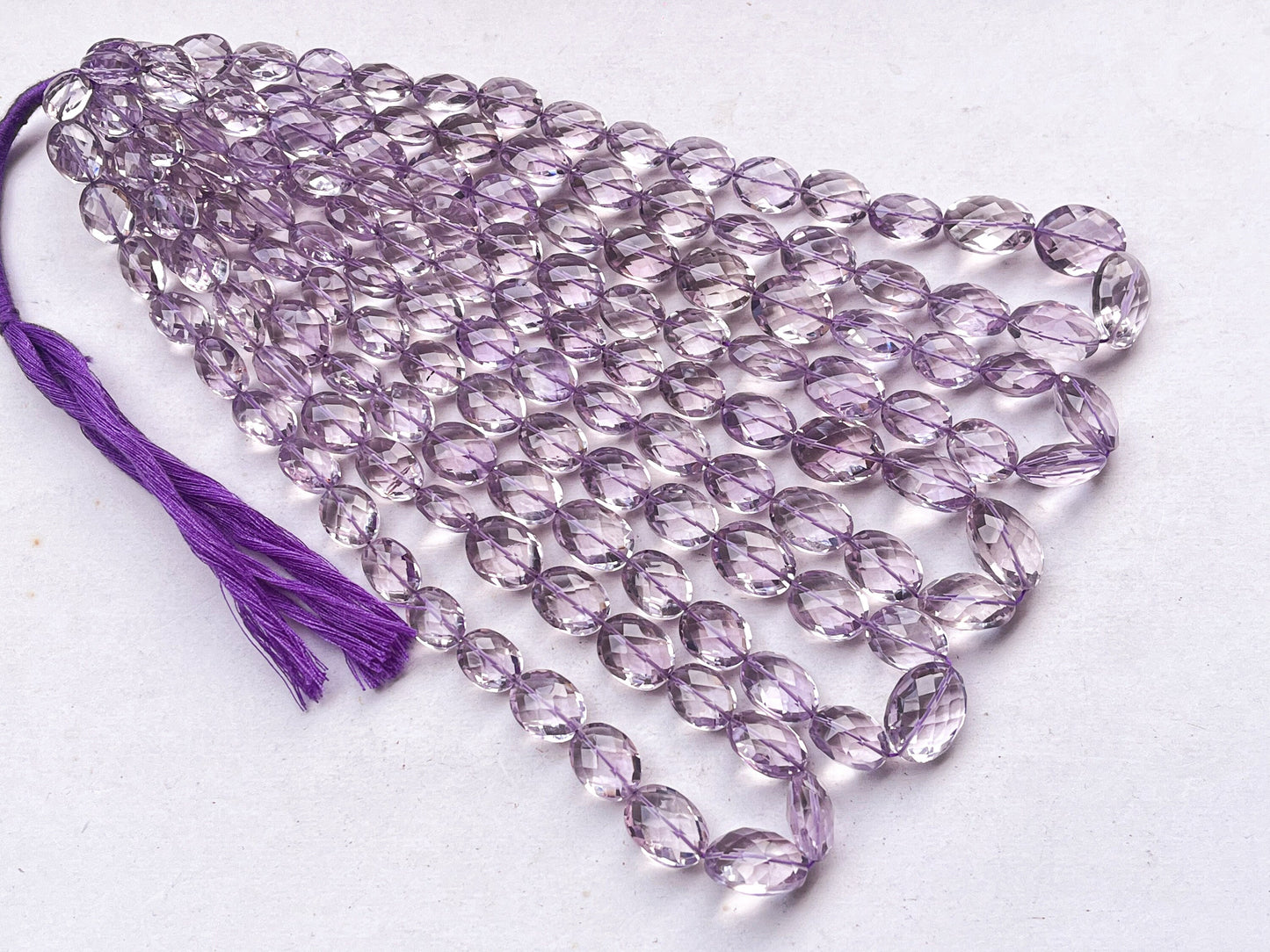 Natural Pink Amethyst faceted oval shape beads