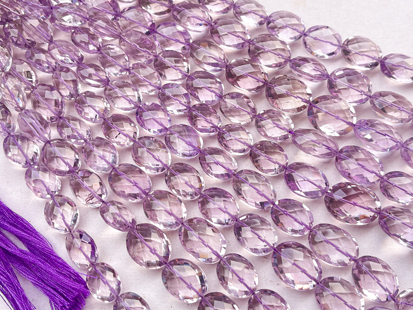 Natural Pink Amethyst faceted oval shape beads