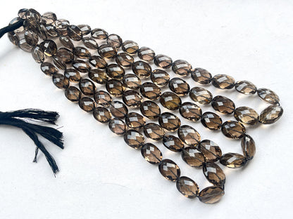 Natural Smoky Quartz faceted oval shape beads