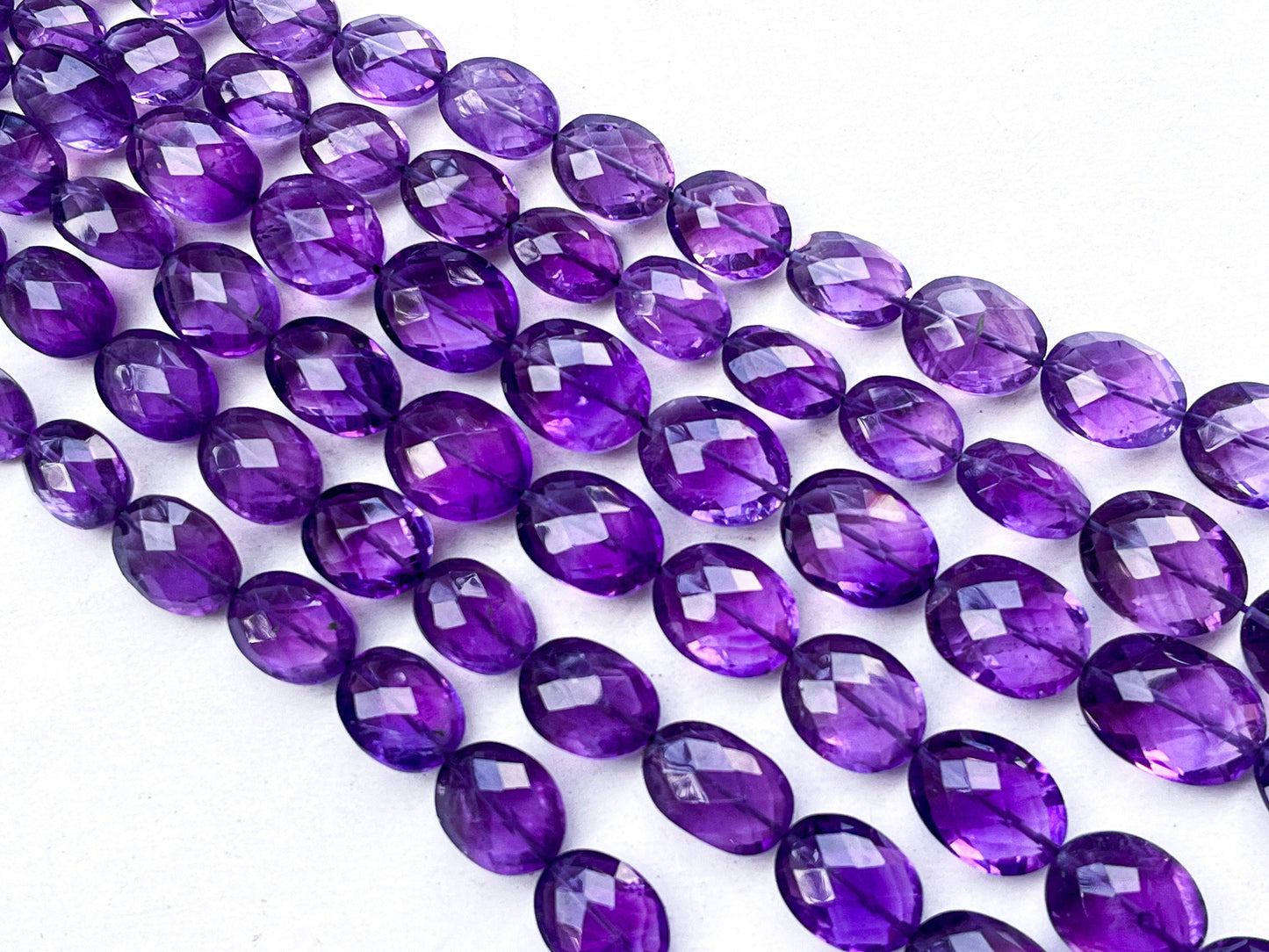 Natural Amethyst faceted oval shape beads