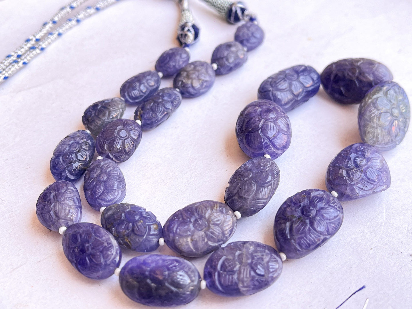 Natural Tanzanite Carved Tumble Beads