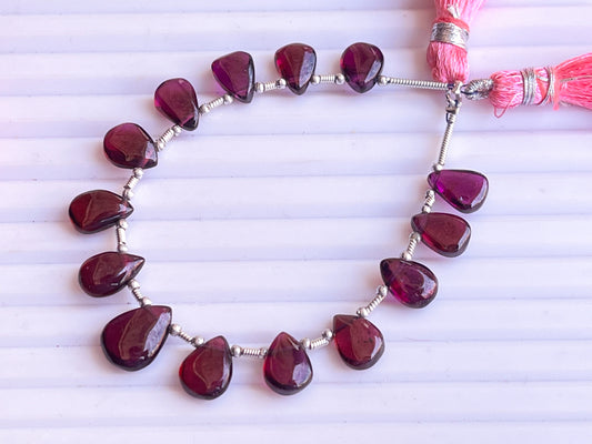 Rhodolite Garnet Pear Shape Smooth Briolette Beads