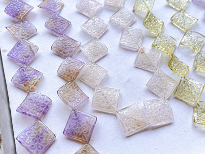 Twisted Square Shape Cameo Carving Beads