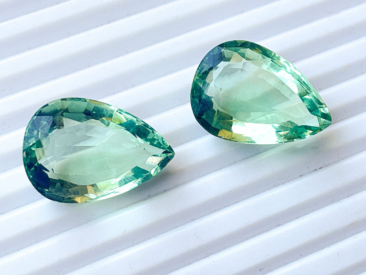 18x30MM Natural Green Fluorite Pear Shape faceted Cut Loose Gemstone Matching Pair