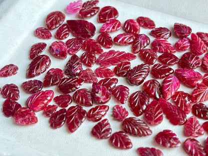Natural Ruby Carved Leaf Shape loose stones, Ruby (Longido Mines