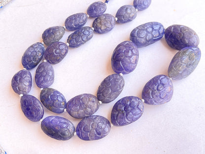 Natural Tanzanite Carved Tumble Beads