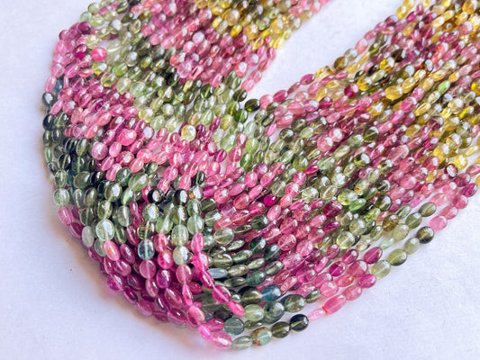 Natural Tourmaline Oval Shape Beads, 4x5mm
