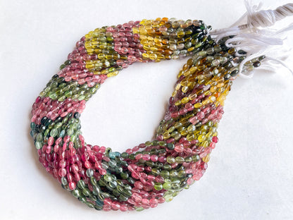 Natural Tourmaline Oval Shape Beads, 4x5mm