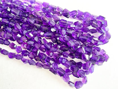 Natural Purple Amethyst faceted Tumble Shape Clear Quality Beads