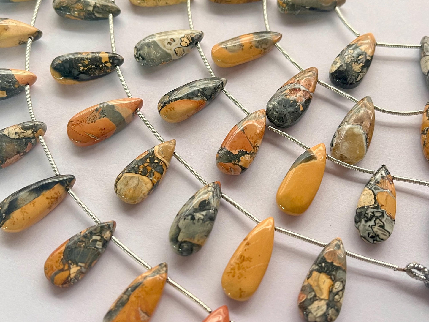 Natural Maligano Jasper Gemstone Smooth Pear Shape Briolette