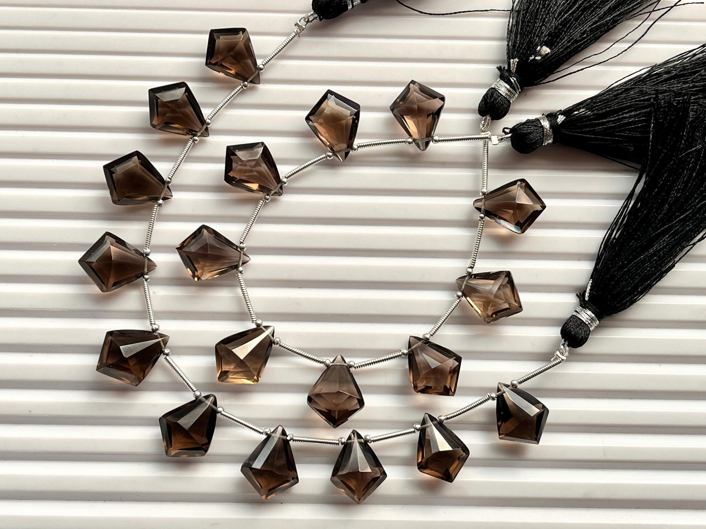 Natural Smoky Quartz faceted Fancy Kite shape briolette beads