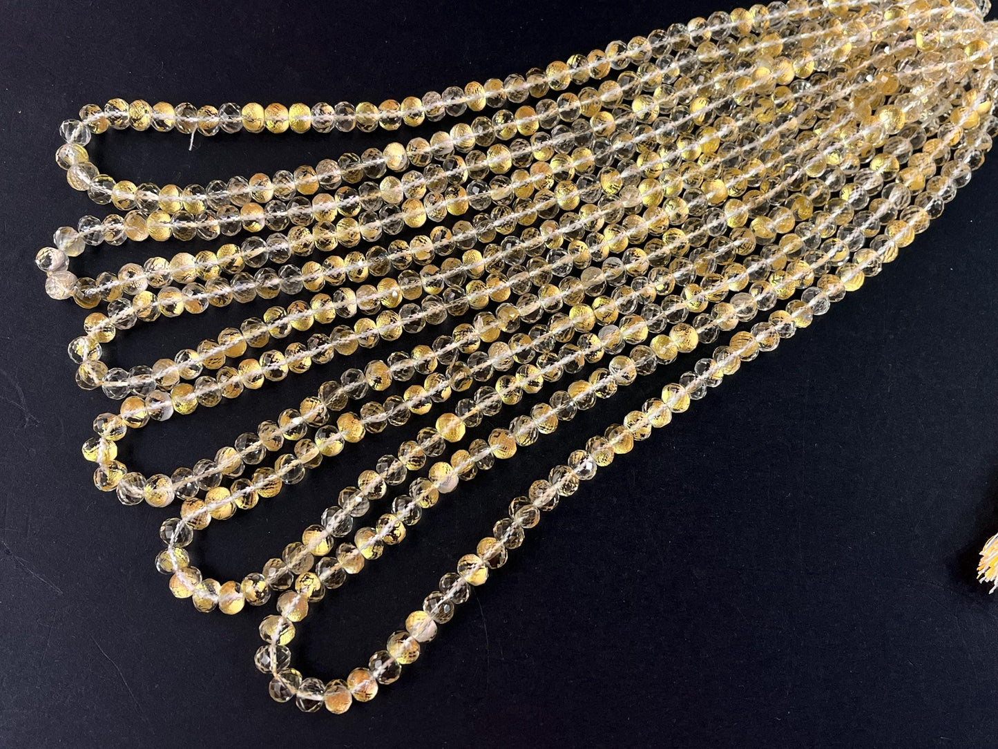 Natural Crystal with Gold Foil Inlay Faceted Rondelle Shape Beads