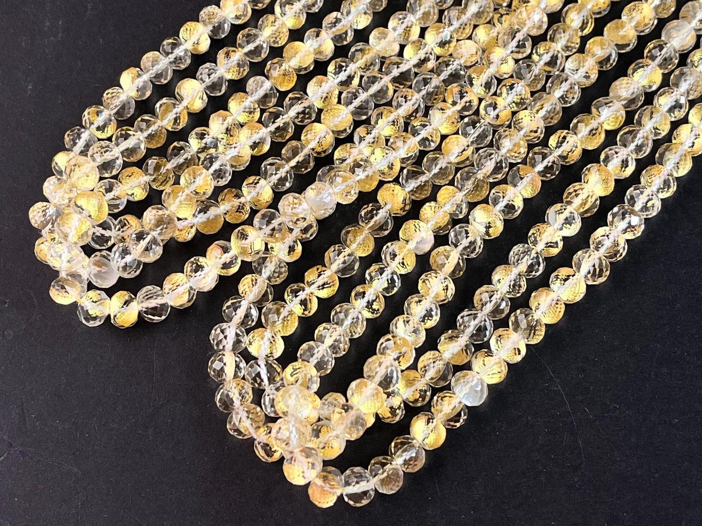 Natural Crystal with Gold Foil Inlay Faceted Rondelle Shape Beads