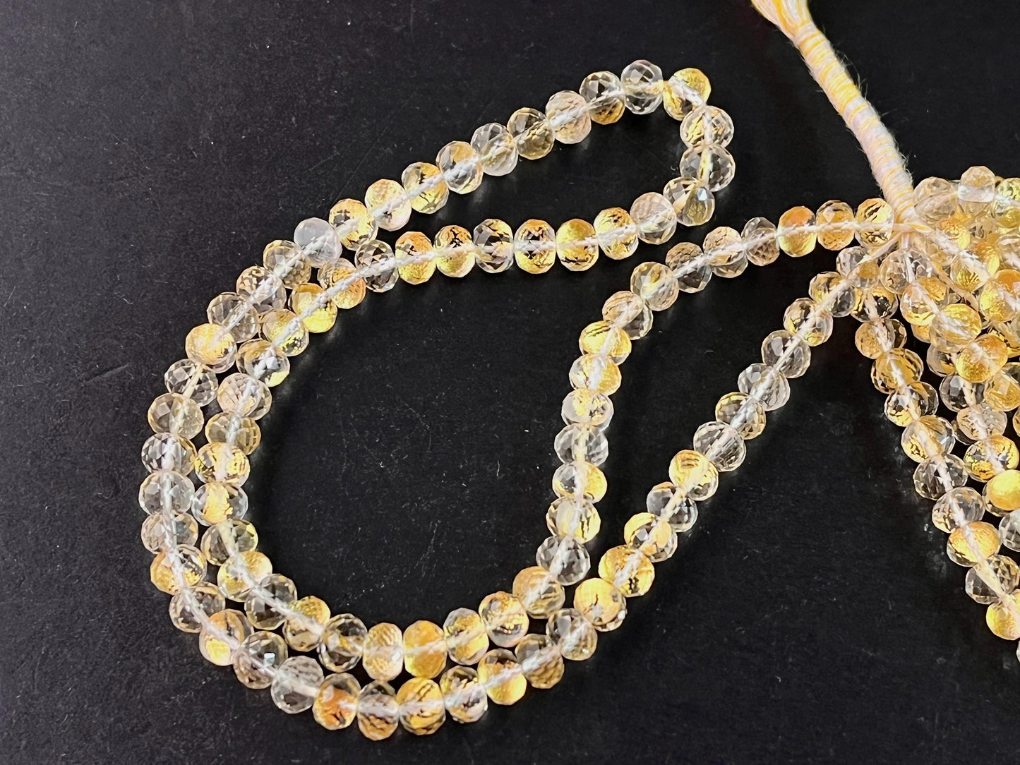 Natural Crystal with Gold Foil Inlay Faceted Rondelle Shape Beads