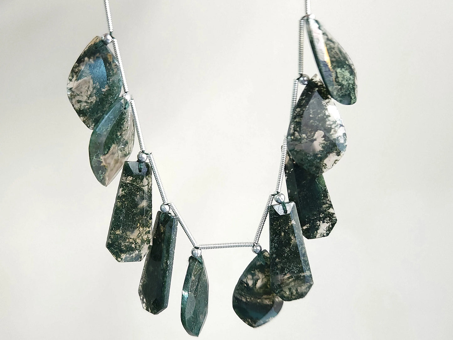 Natural Green Moss Agate Gemstone Fancy Crown Cut Pairs