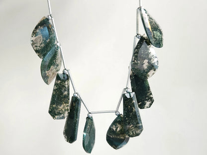 Natural Green Moss Agate Gemstone Fancy Crown Cut Pairs