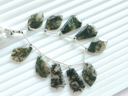 Natural Green Moss Agate Gemstone Fancy Crown Cut Pairs