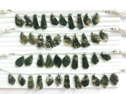 Natural Green Moss Agate Gemstone Fancy Crown Cut Pairs