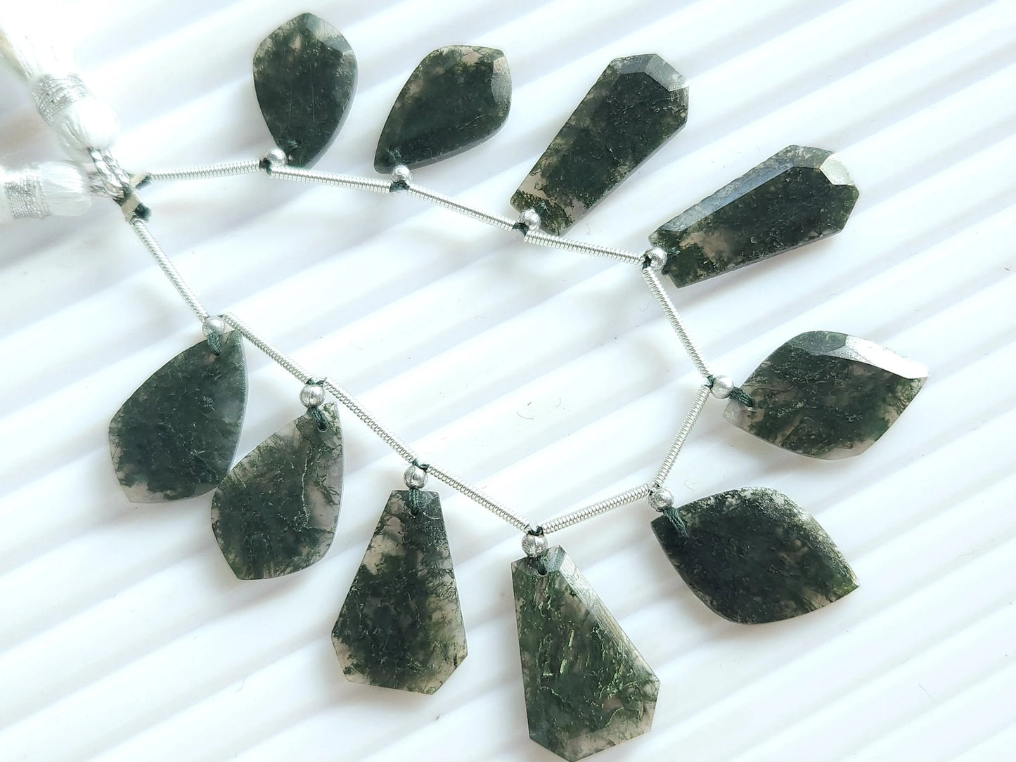 Natural Green Moss Agate Gemstone Fancy Crown Cut Pairs
